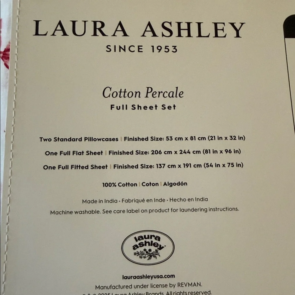 Laura Ashley Christmas Holiday Red Bow Ribbons Sheet Set - Full